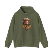 Military green hoodie with a lion graphic and 'ASLAN is on the Move' text