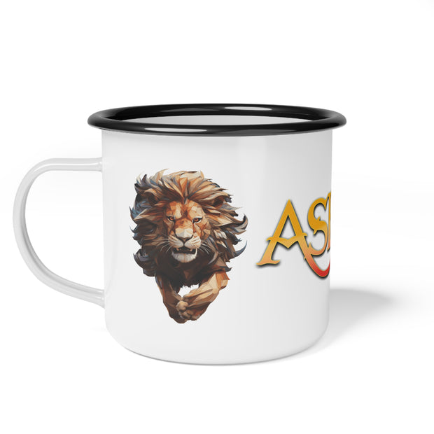 Aslan Is On The Move white enamel campsite mug