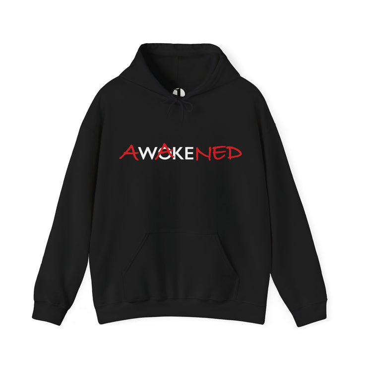 Black pullover hoodie with Awakened/Woke graphic based on Luke 24:31