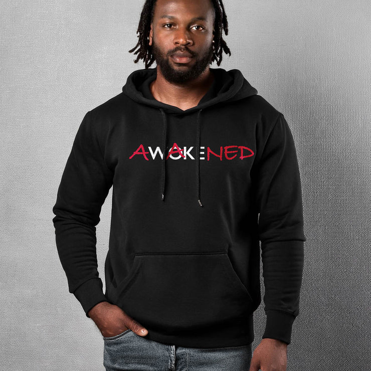 Black pullover hoodie with Awakened/Woke graphic based on Luke 24:31