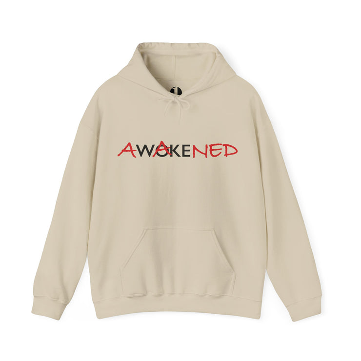 Sand pullover hoodie with Awakened/Woke graphic based on Luke 24:31