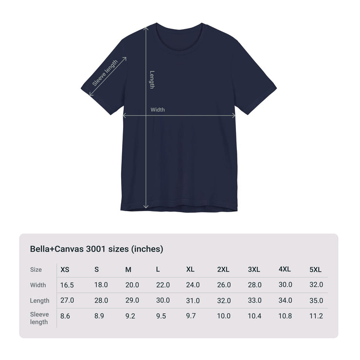 Bella+Canvas 3001 T-shirt sizes navy blue