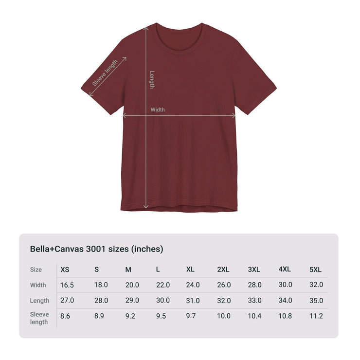 Bella+Canvas 3001 T-shirt sizes maroon