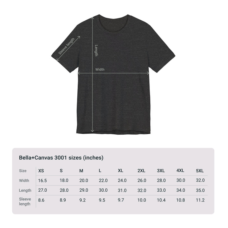 Bella+Canvas 3001 T-shirt sizes dark heather