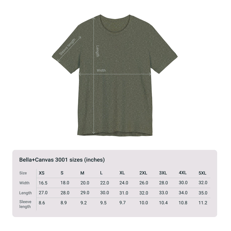 Bella+Canvas 3001 T-shirt sizes heather olive