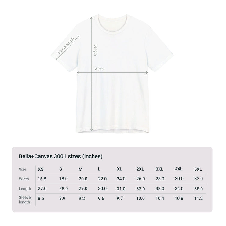 Bella+Canvas 3001 T-shirt sizes white