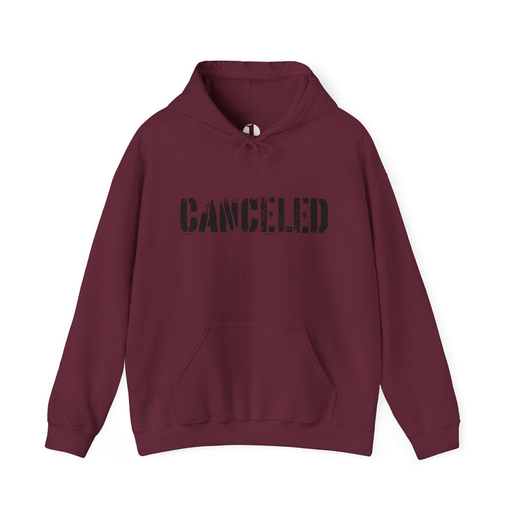 Maroon pullover hoodie with Canceled graphic based on John 15:20