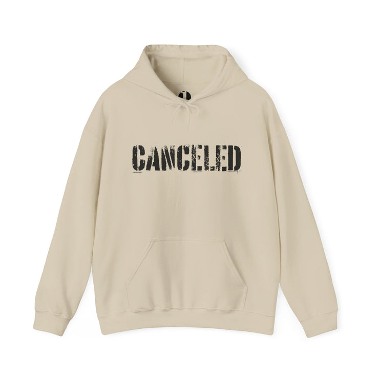 Sand pullover hoodie with Canceled graphic based on John 15:20