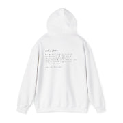 White hoodie with Costly Grace design from Deitrich Bonhoeffer quote