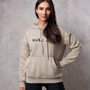 Sand hoodie with Costly Grace design from Deitrich Bonhoeffer quote