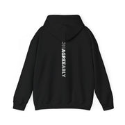 Black hoodie with Disagree Agreeably graphic