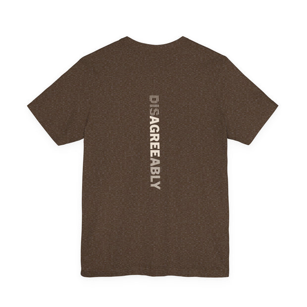 Heather brown T-shirt with Disagree Agreeably graphic