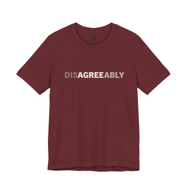 Maroon T-shirt with Disagree Agreeably graphic