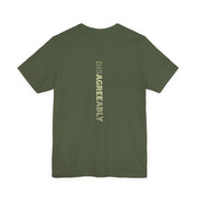 Military green T-shirt with Disagree Agreeably graphic