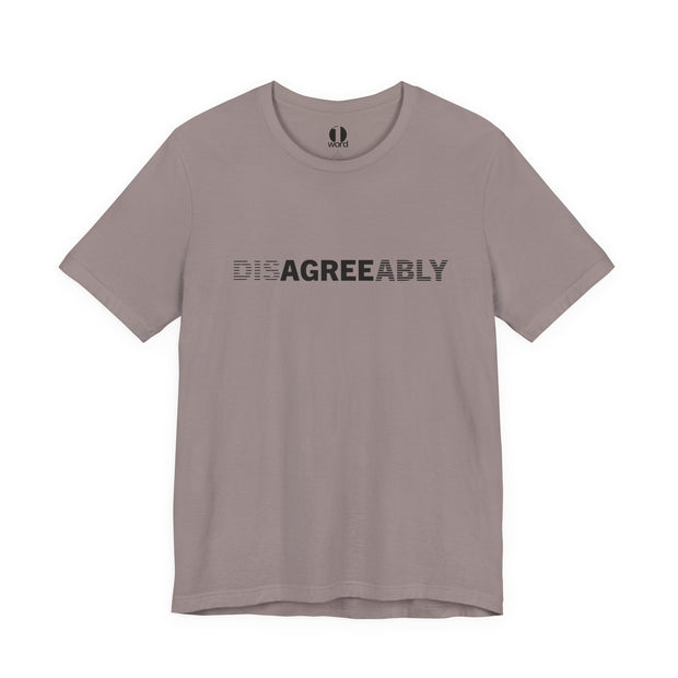 Pebble brown T-shirt with Disagree Agreeably graphic