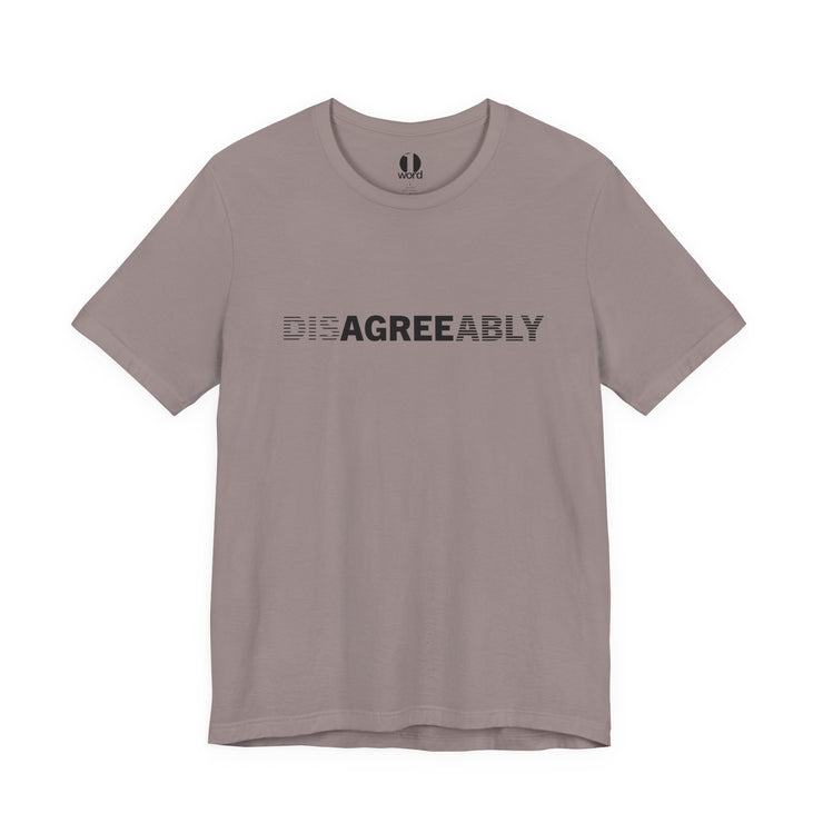 Pebble brown T-shirt with Disagree Agreeably graphic