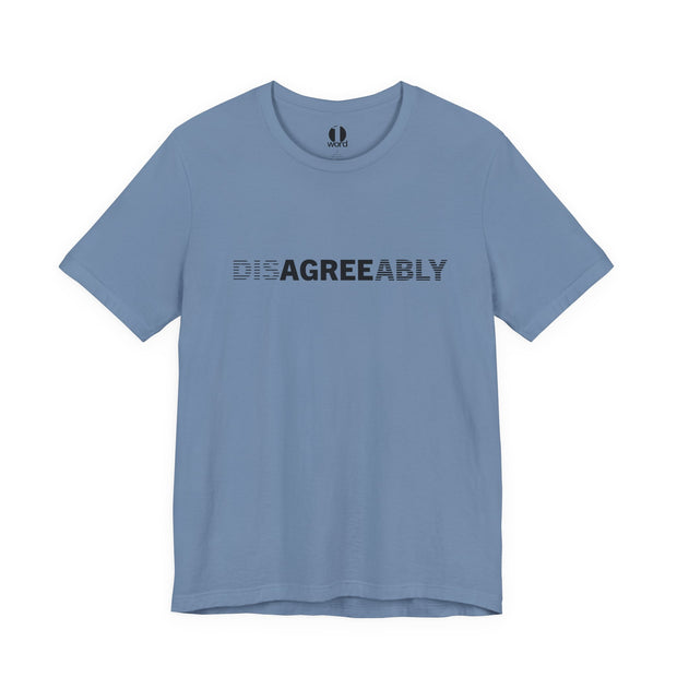 Steal blue T-shirt with Disagree Agreeably graphic