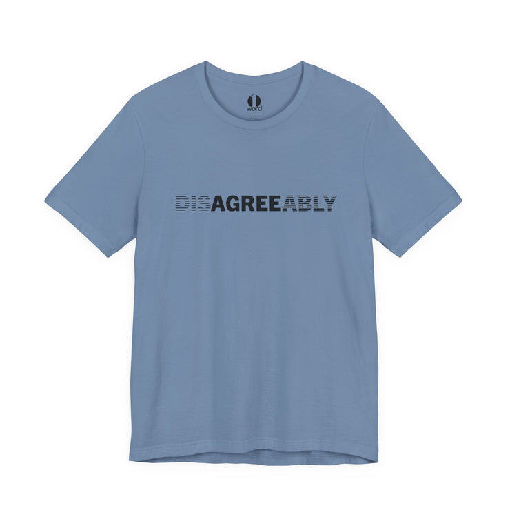 Steal blue T-shirt with Disagree Agreeably graphic