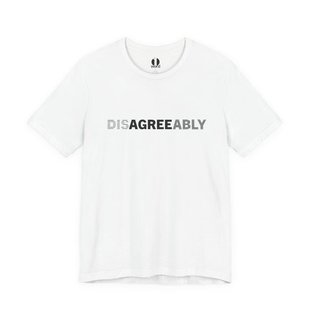 White T-shirt with Disagree Agreeably graphic