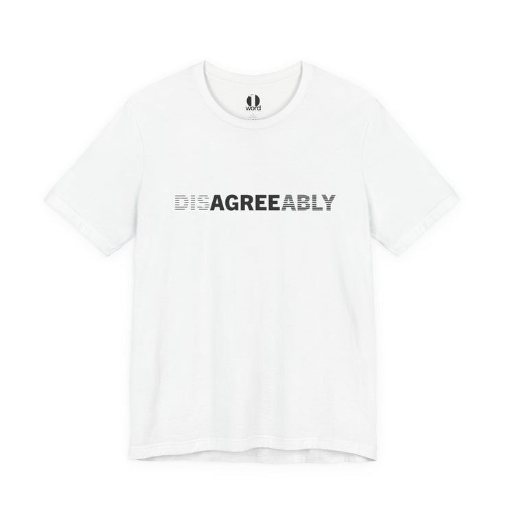 White T-shirt with Disagree Agreeably graphic