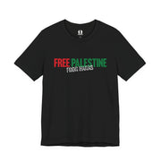 Black t-shirt with 'Free Palestine from Hamas' text on a white background