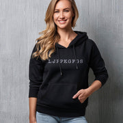 Black pullover hoodie with Fruit of the Spirit acrostic graphic based on Galatians 5