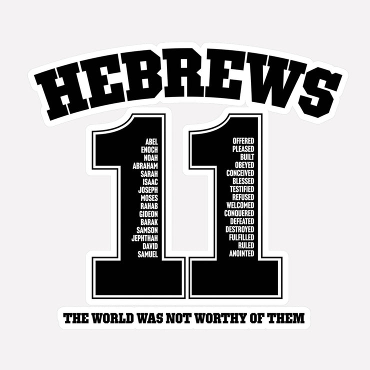 Vinyl decal with design based on Hebrews 11