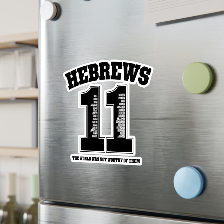 Vinyl decal with design based on Hebrews 11