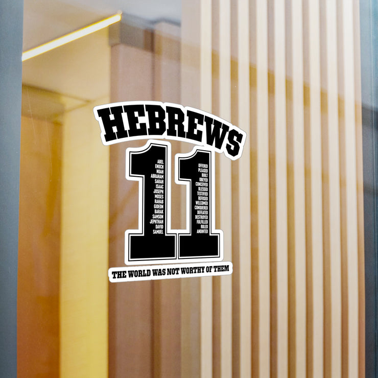 Vinyl decal with design based on Hebrews 11