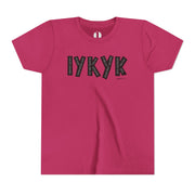 Raspberry t-shirt with 'IYKYK' design on a white background