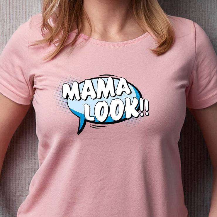 Mama Look!! (blue bubble) – Women's Slim Fit Tee
