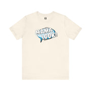 Natural t-shirt with 'MAMA LOOK' graphic on a white background