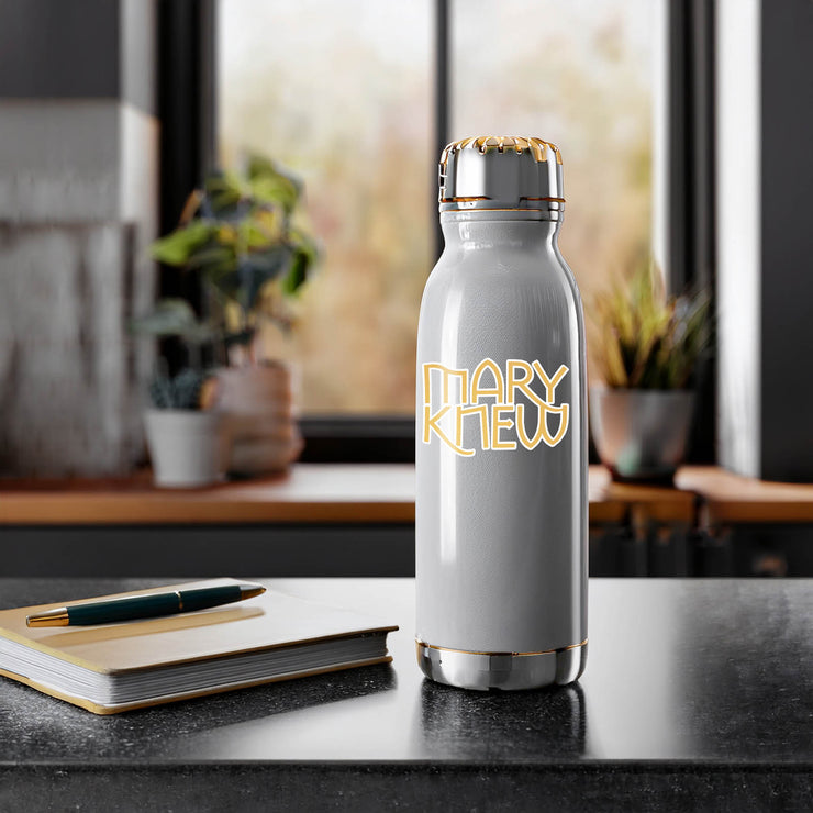 Water bottle with Mary Knew decal