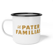 Pater Familias white enamel campsite mug