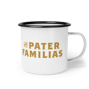 Pater Familias white enamel campsite mug