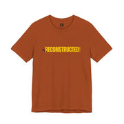 Burnt orange T-shirt with yellow RECONSTRUCTED text and Psalm 73 reference