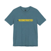 Deep teal heather T-shirt with yellow RECONSTRUCTED text and Psalm 73 reference