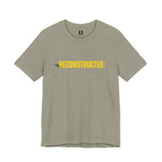 Heather stone T-shirt with yellow RECONSTRUCTED text and Psalm 73 reference