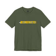 Miltary green T-shirt with yellow RECONSTRUCTED text and Psalm 73 reference