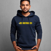 Man wearing navy blue hoodie with yellow RECONSTRUCTED text and Psalm 73 reference