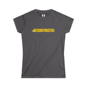 Charcoal gray slim fit T-shirt with yellow RECONSTRUCTED text and Psalm 73 reference