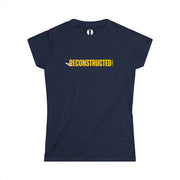 Navy blue slim fit T-shirt with yellow RECONSTRUCTED text and Psalm 73 reference