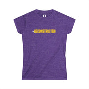 Purple heather slim fit T-shirt with yellow RECONSTRUCTED text and Psalm 73 reference