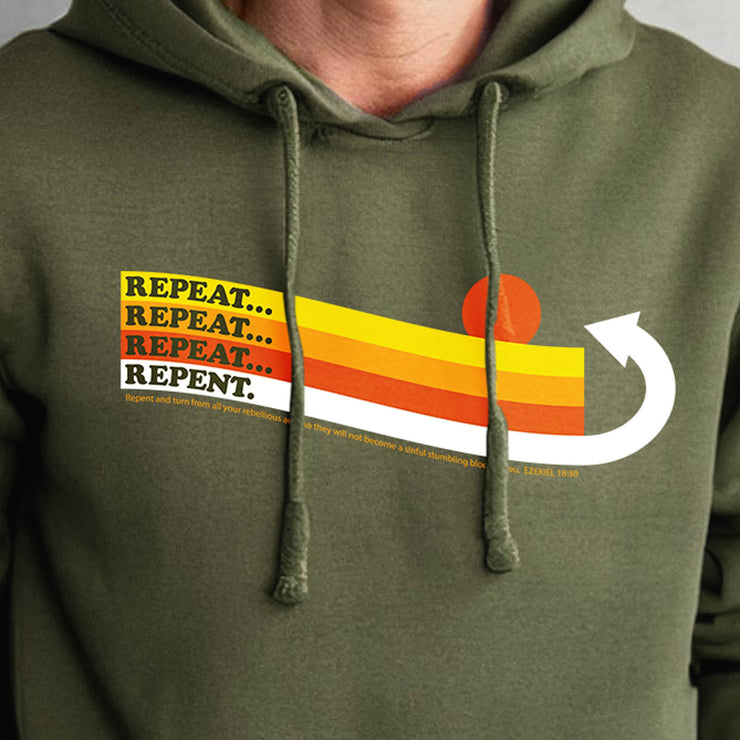 Repeat...Repeat...Repeat...Repent. (Ezekiel 18:30) – Unisex Heavy Blend™ Hooded Sweatshirt