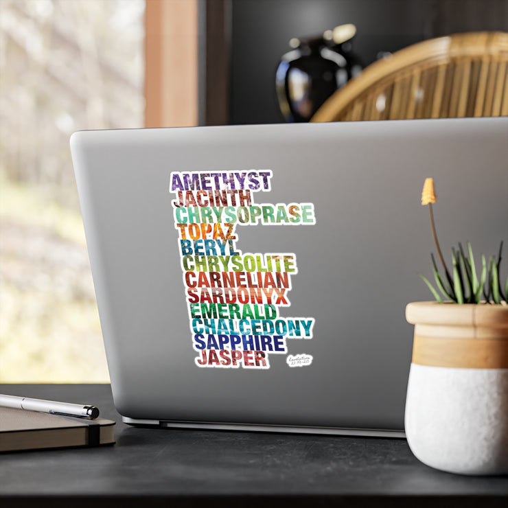 Vinyl decal with Celestial City Gemstones design based on Revelation 21:19–20