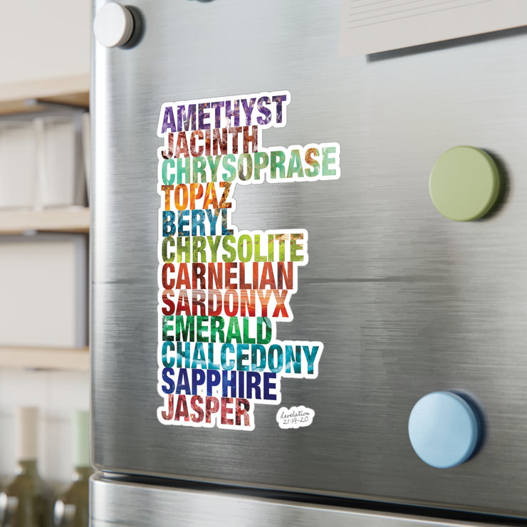 Vinyl decal with Celestial City Gemstones design based on Revelation 21:19–20