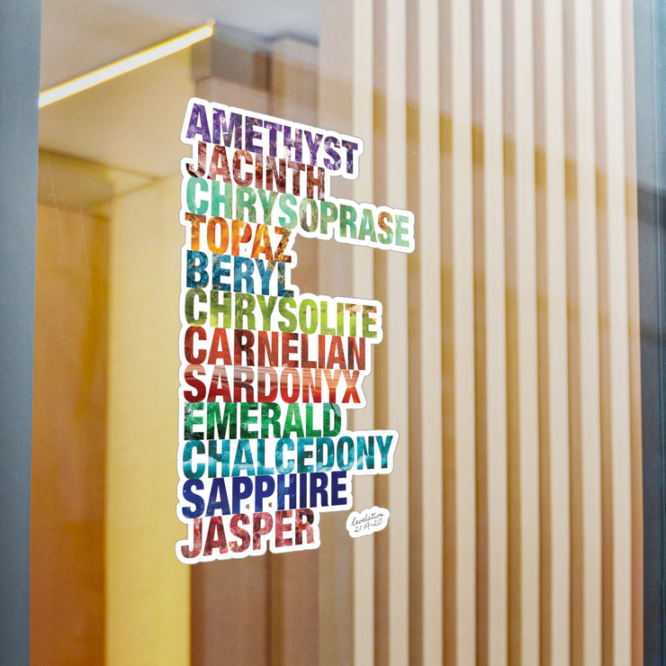 Vinyl decal with Celestial City Gemstones design based on Revelation 21:19–20