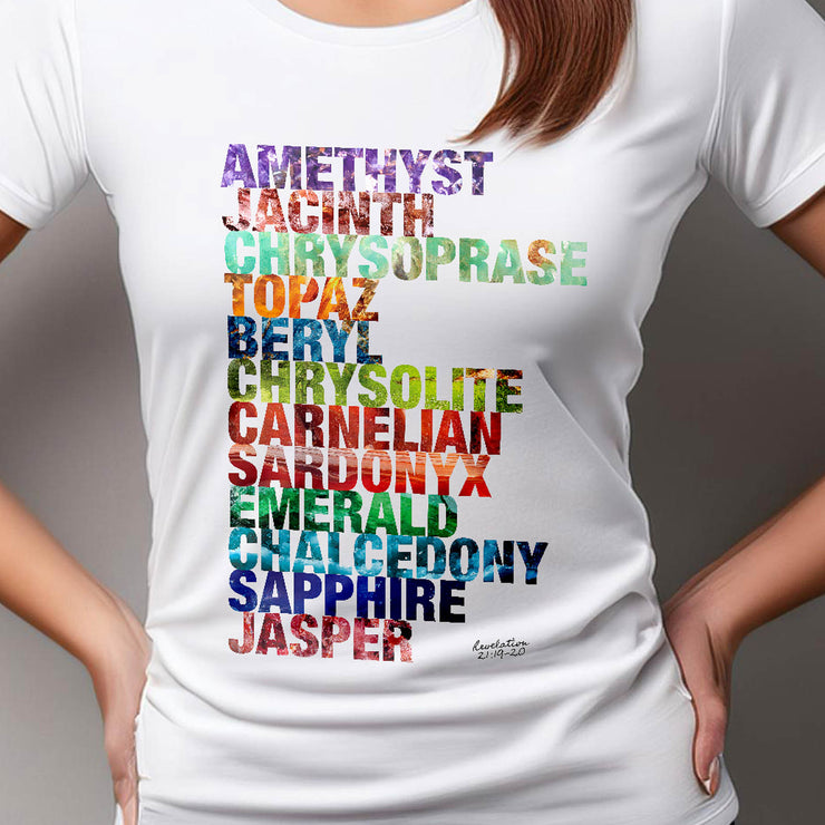 Celestial City Gemstones (Revelation 21:19–20) – Women's Semi-FItted Tee