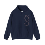 navy Blue hoodie with Sozo in gray