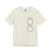 Natural T-shirt with Sozo in gray